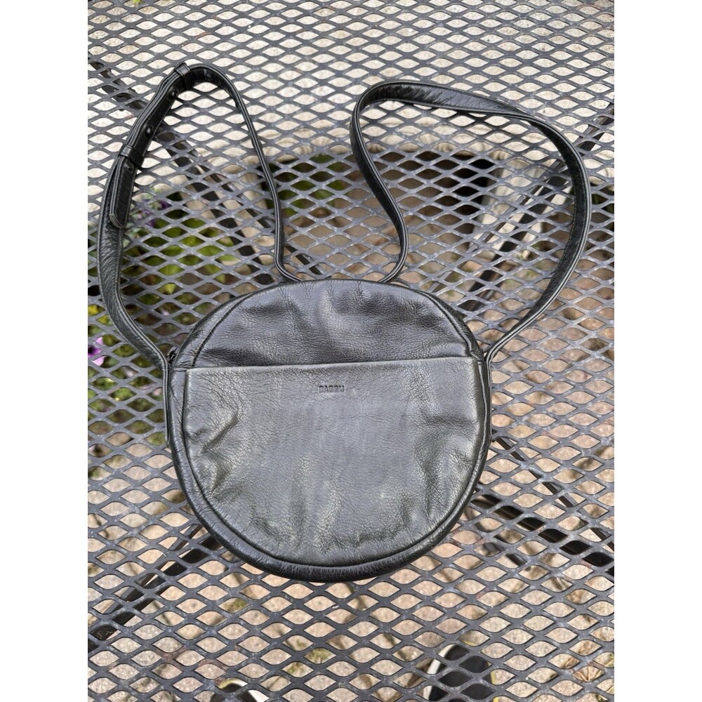 BAGGU Round Suede Black Crossbody Bag Zipper Pocket Made In USA